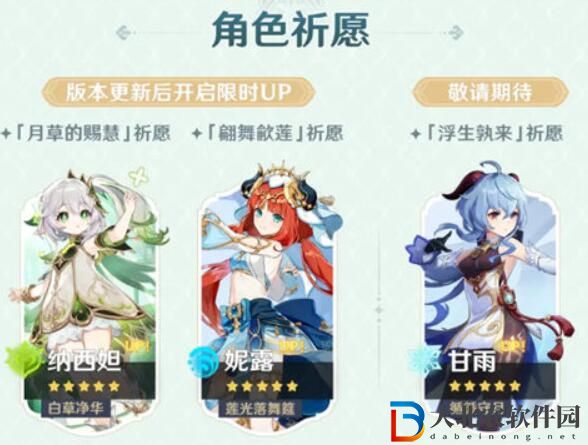 原神3.6復(fù)刻角色一覽