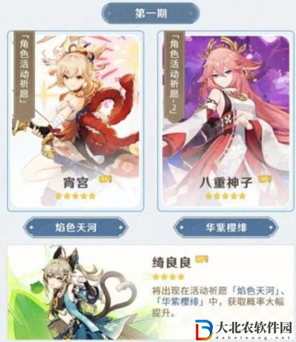 原神3.7上半卡池up角色一覽
