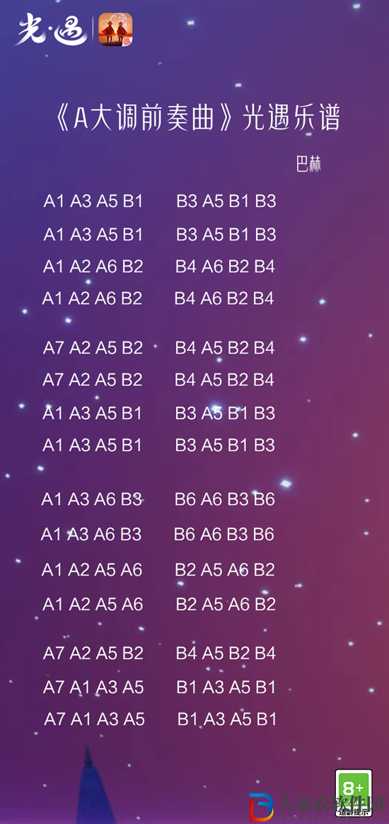 光遇A大調前奏曲樂譜是什么