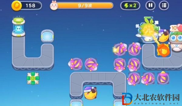 保衛(wèi)蘿卜4太空穿越第43關(guān)通關(guān)攻略