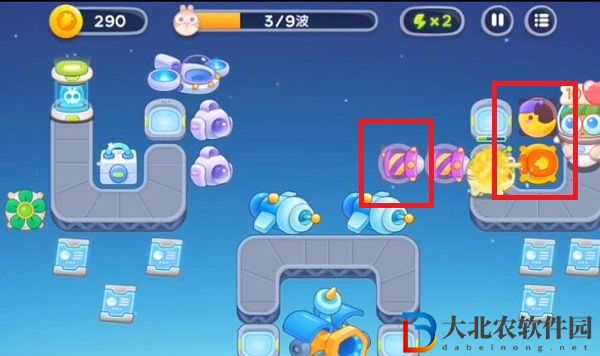 保衛(wèi)蘿卜4太空穿越第43關(guān)通關(guān)攻略