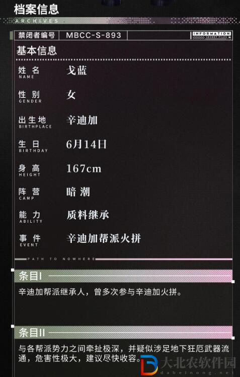 無期迷途禁閉者檔案