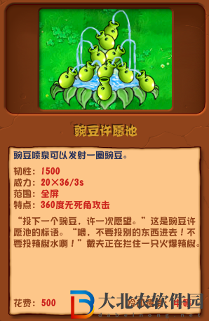 植物大戰(zhàn)僵尸雜交版豌豆許愿池介紹