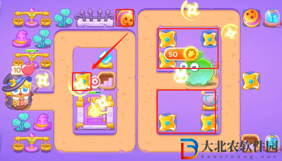 保衛(wèi)蘿卜4阿波與魔法寶藏第74關(guān)通關(guān)攻略